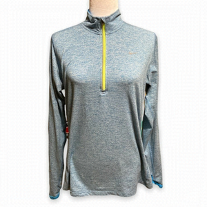 Women’s Nike Element Dri-Fit Running top 1/2 zip shirt blue thumb holes Size L